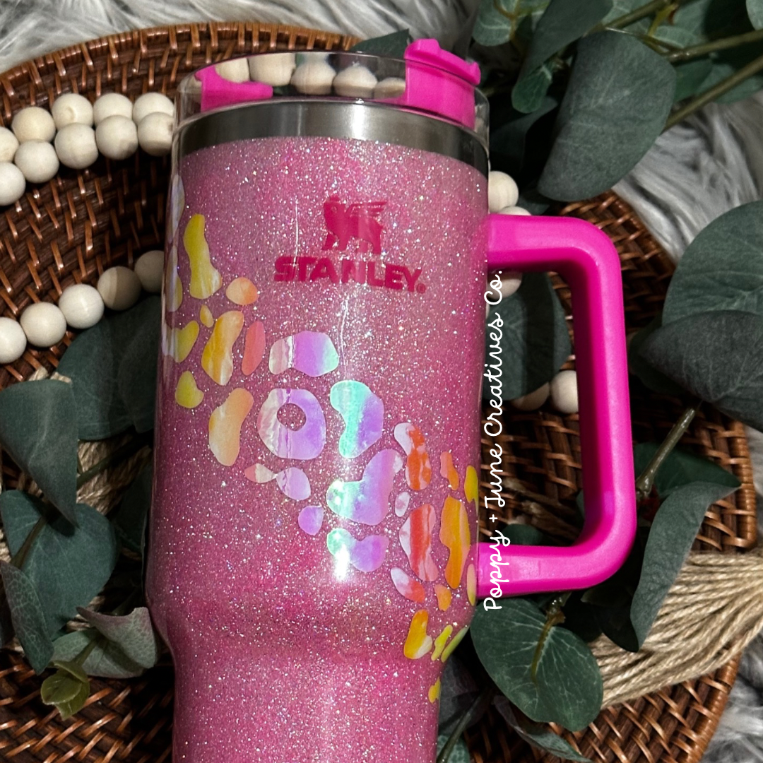 PRE-ORDER Tumbler - 40oz Stainless Steel Stanley Barbie Inspired Pink Holographic Dupe Available