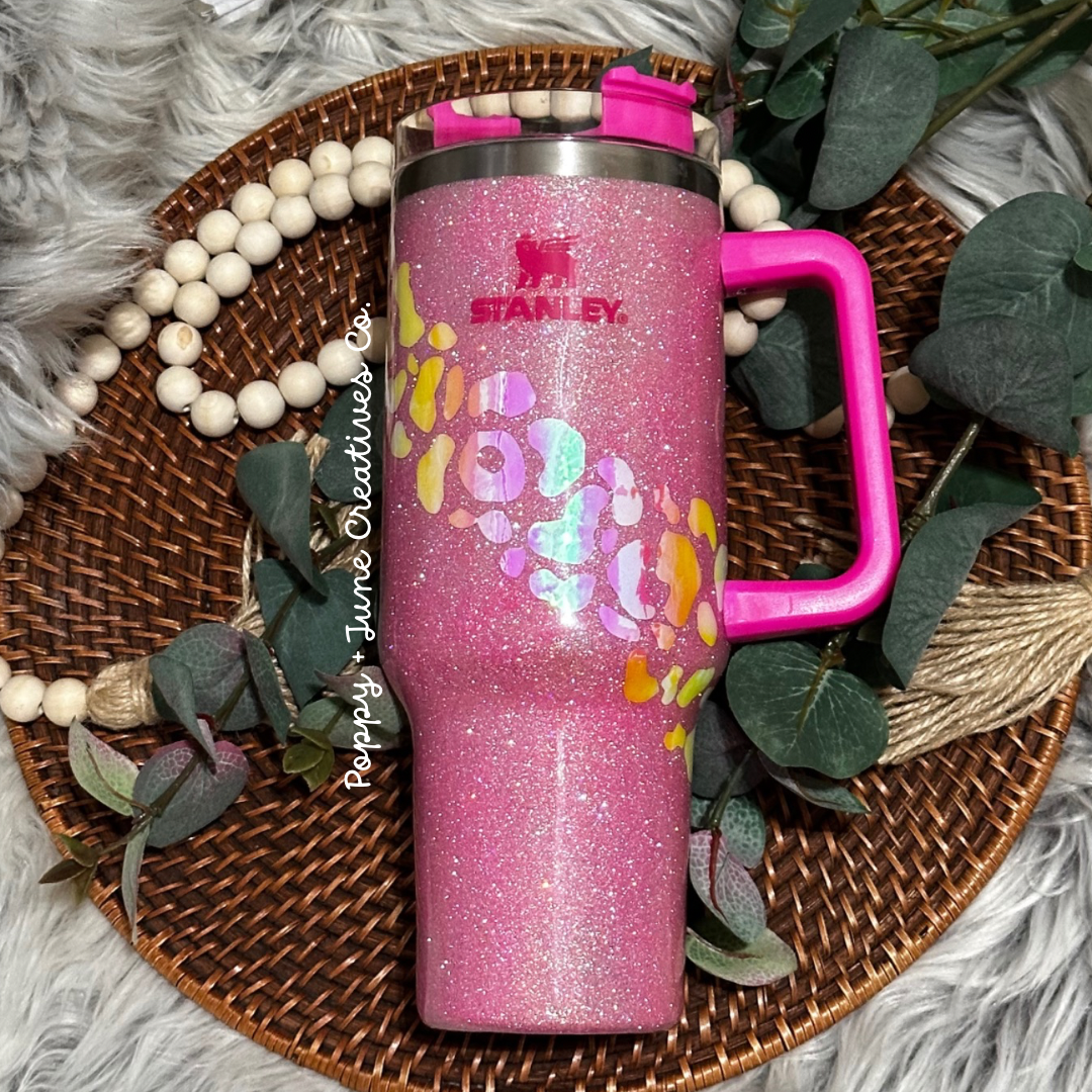 PRE-ORDER Tumbler - 40oz Stainless Steel Stanley Barbie Inspired Pink Holographic Dupe Available