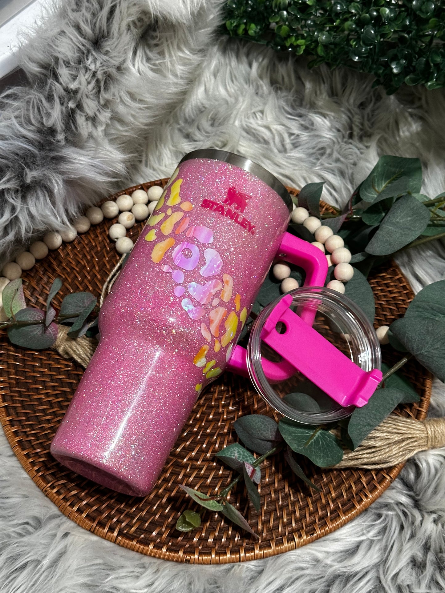 PRE-ORDER Tumbler - 40oz Stainless Steel Stanley Barbie Inspired Pink Holographic Dupe Available