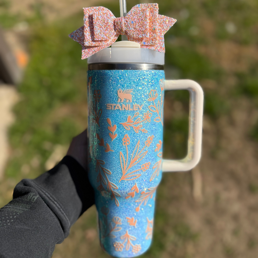 MADE TO ORDER - 40oz Stanley Peach Florals