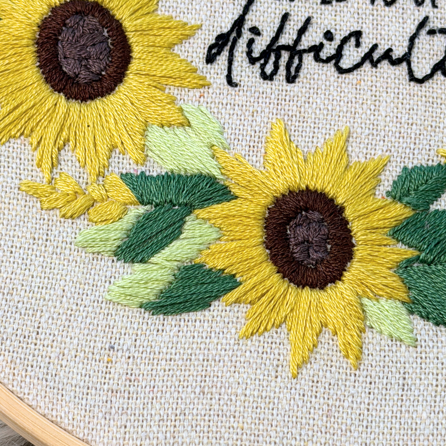 Sunflower Embroidery Hoop Art – Sarcastic Quote Decor Custom Hoop size