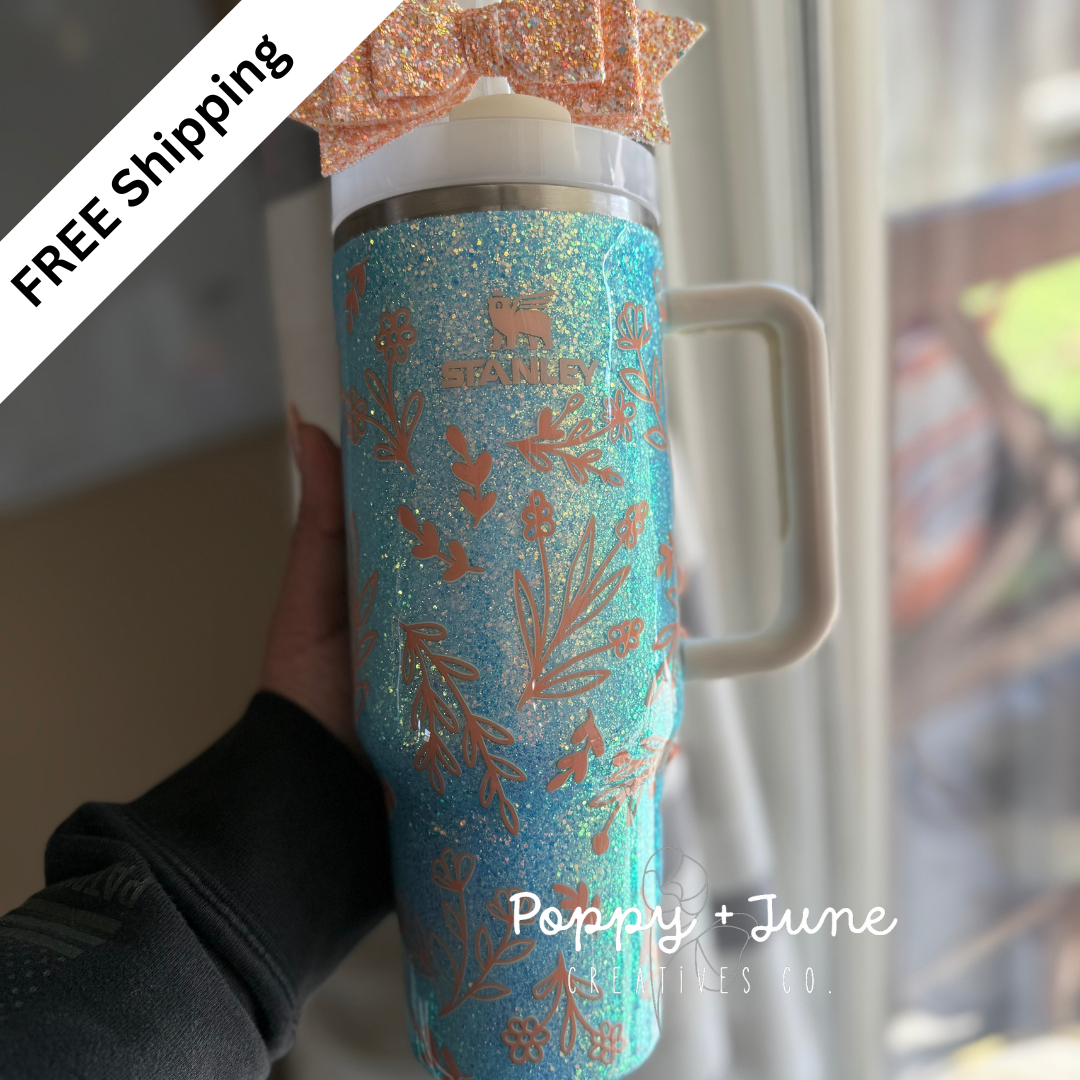MADE TO ORDER - 40oz Stanley Peach Florals