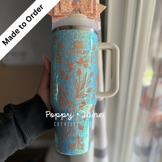 MADE TO ORDER - 40oz Stanley Peach Florals