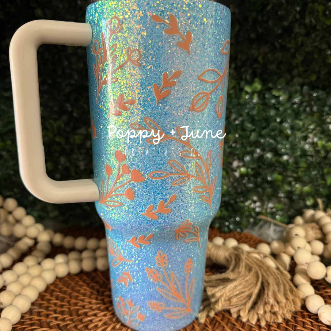 MADE TO ORDER - 40oz Stanley Peach Florals