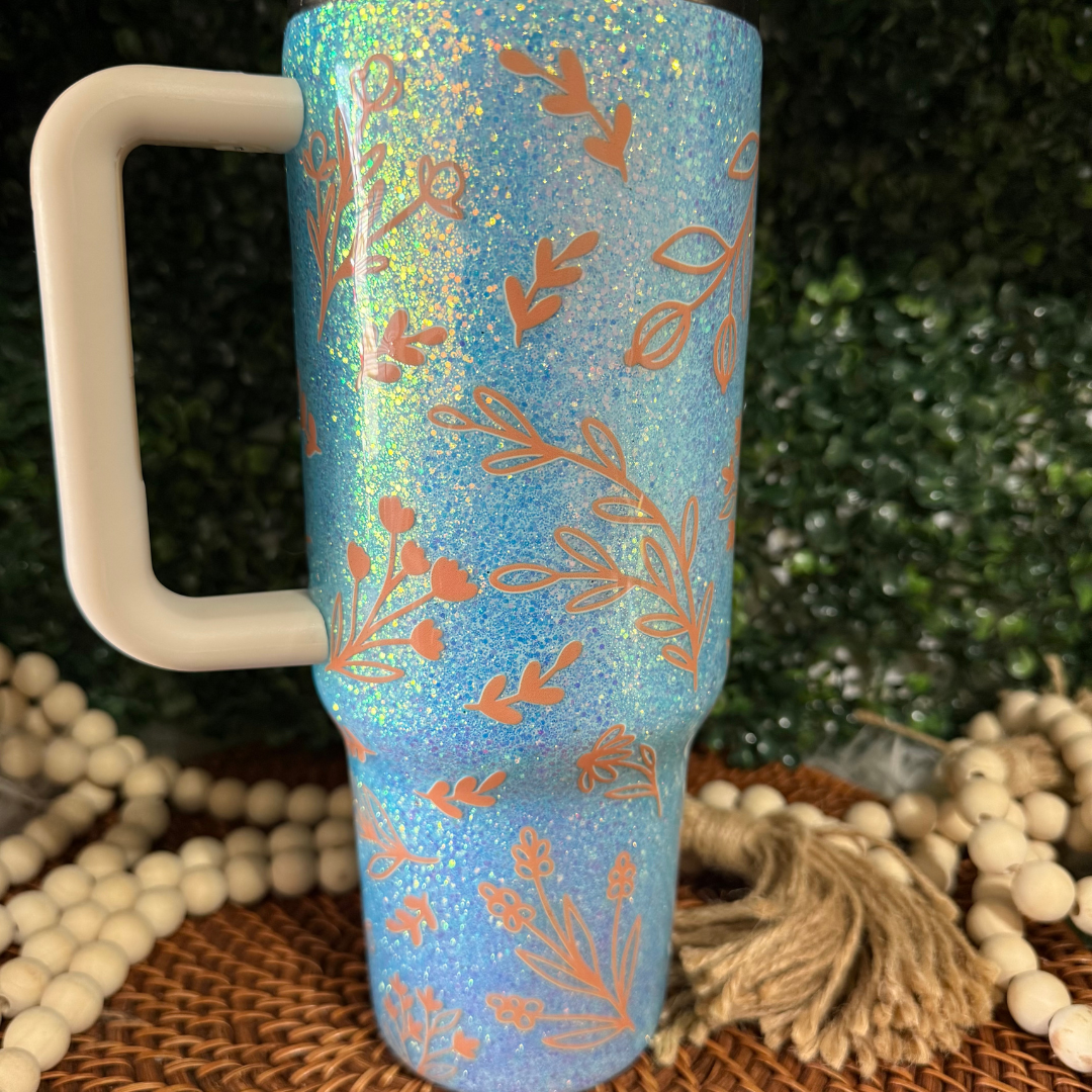 MADE TO ORDER - 40oz Stanley Peach Florals