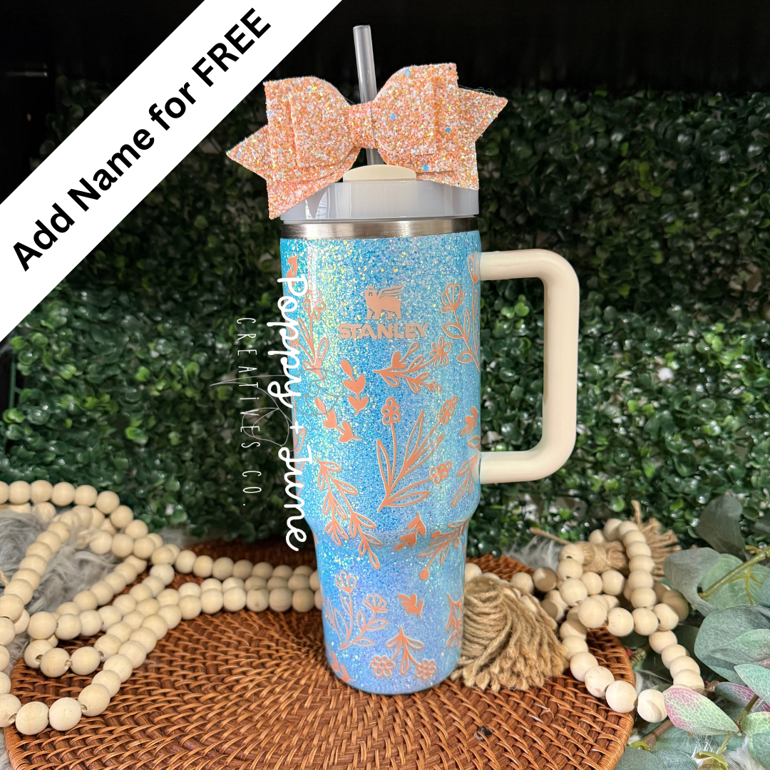 MADE TO ORDER - 40oz Stanley Peach Florals