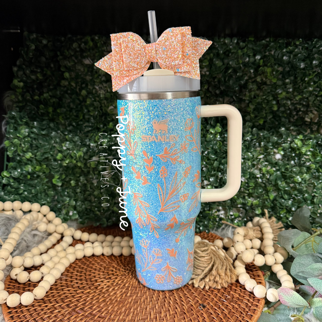 MADE TO ORDER - 40oz Stanley Peach Florals