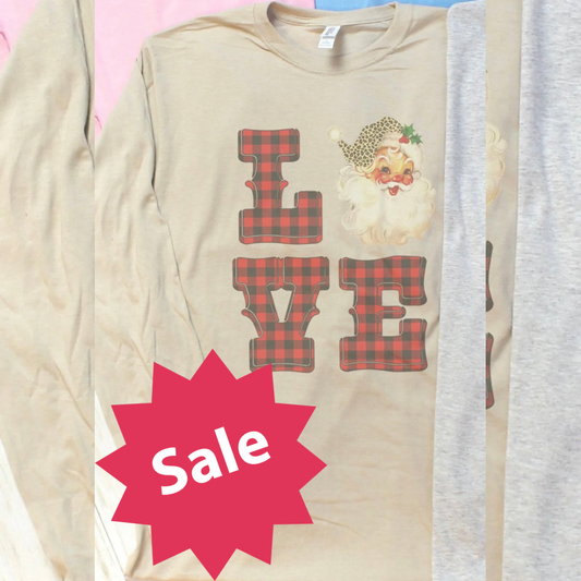 Apparel - Shirt - Love Santa Buffalo Plaid Unisex Dri-Power Long-Sleeve 50/50 Tee